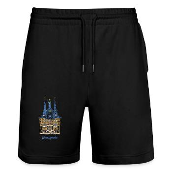 Wernigerode, hôtel de ville historique, Allemagne de l'Est - Short de jogging bio TRAINER Stanley/Stella unisexe - noir - Devant - Nik (191cm) & Marisol (170cm)