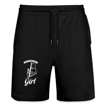 Windsurfer Girl - Stanley/Stella Trainer Unisex Organic Jogging Shorts - black - Front - Nik (191cm) & Marisol (170cm)