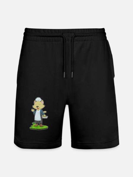 Cat Cook Pan Cooking - Stanley/Stella Trainer Unisex Organic Jogging Shorts - black