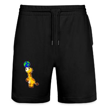 Giraffe Erdkugel - Stanley/Stella Unisex Bio Joggingshorts Trainer  - Schwarz - Vorne - Nik (191cm) & Marisol (170cm)