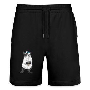 Blaireau Docteur Manteau de Docteur - Short de jogging bio TRAINER Stanley/Stella unisexe - noir - Devant - Nik (191cm) & Marisol (170cm)