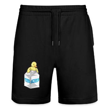 Lait de canard - Short de jogging bio TRAINER Stanley/Stella unisexe - noir - Devant - Nik (191cm) & Marisol (170cm)
