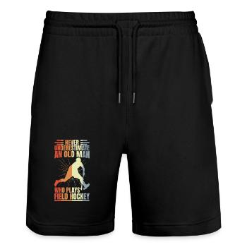 Hockey Großvater - Stanley/Stella Unisex Bio Joggingshorts Trainer  - Schwarz - Vorne - Nik (191cm) & Marisol (170cm)