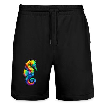 Seahorse - Stanley/Stella Trainer Unisex Organic Jogging Shorts - black - Front - Nik (191cm) & Marisol (170cm)