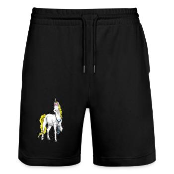 Einhorn Krankenschwester Stethoskop - Stanley/Stella Unisex Bio Joggingshorts Trainer  - Schwarz - Vorne - Nik (191cm) & Marisol (170cm)