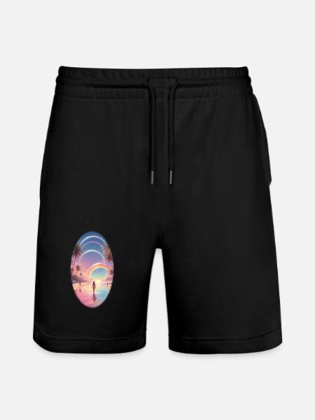 Pastel Beach Rainbow Dream - Stanley/Stella Trainer Unisex Organic Jogging Shorts - black