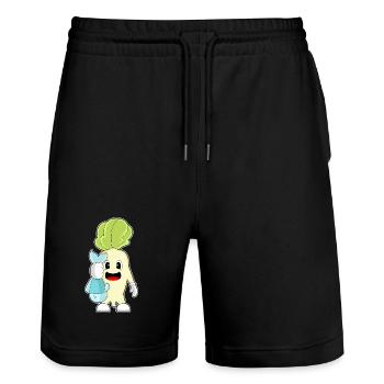 Radieschen Angler Fisch Angeln - Stanley/Stella Unisex Bio Joggingshorts Trainer  - Schwarz - Vorne - Nik (191cm) & Marisol (170cm)
