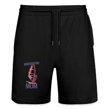 Windsurfing Mother - Stanley/Stella Trainer Unisex Organic Jogging Shorts - black - Front - Nik (191cm) & Marisol (170cm)