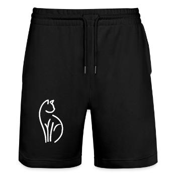 Katze - Stanley/Stella Unisex Bio Joggingshorts Trainer  - Schwarz - Vorne - Nik (191cm) & Marisol (170cm)