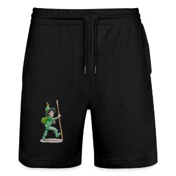 Le vagabond vert "GreenVagrant" en vadrouille - Short de jogging bio TRAINER Stanley/Stella unisexe - noir - Devant - Nik (191cm) & Marisol (170cm)