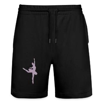 Minimalist ballet silhouette ballerina women - Stanley/Stella Trainer Unisex Organic Jogging Shorts - black - Front - Nik (191cm) & Marisol (170cm)