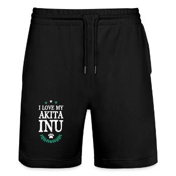 Akita Inu - Short de jogging bio TRAINER Stanley/Stella unisexe - noir - Devant - Nik (191cm) & Marisol (170cm)