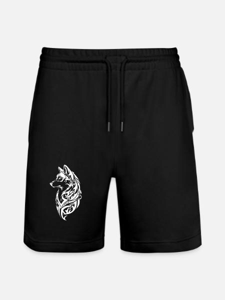 Nordic Wolf Tribal Tattoo - Stanley/Stella Trainer Unisex Organic Jogging Shorts - black