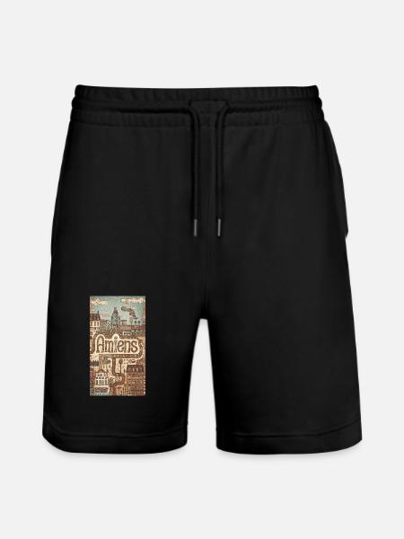 Amiens Cityscape Whimsy - Stanley/Stella Trainer Unisex Organic Jogging Shorts - black