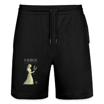 Virgo Star Sign - Astrology - Stanley/Stella Trainer Unisex Organic Jogging Shorts - black - Front - Nik (191cm) & Marisol (170cm)