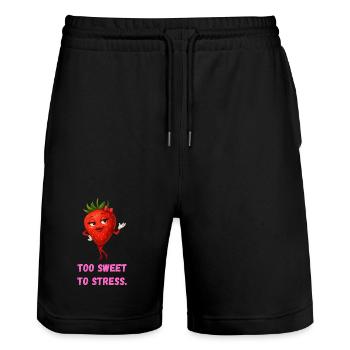 Trop doux pour souligner la caricature de la fraise - Short de jogging bio TRAINER Stanley/Stella unisexe - noir - Devant - Nik (191cm) & Marisol (170cm)