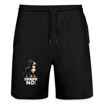 Before You Ask Berner Sennenhund Sennenhunde  - Stanley/Stella Unisex Bio Joggingshorts Trainer  - Schwarz - Vorne - Nik (191cm) & Marisol (170cm)