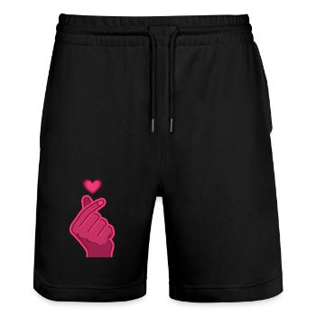 Kpop Finger Herz Koreanischer Pop Süße Liebe Korea Musik - Stanley/Stella Unisex Bio Joggingshorts Trainer  - Schwarz - Vorne - Nik (191cm) & Marisol (170cm)