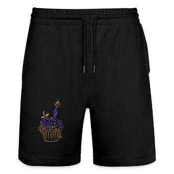 Cupcake mit Blaubeeren - Süßes Backmotiv - Stanley/Stella Unisex Bio Joggingshorts Trainer  - Schwarz - Vorne - Nik (191cm) & Marisol (170cm)