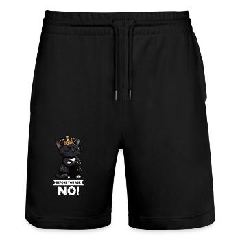 Before You Ask Cat Cat Cat Lover Kitty - Stanley/Stella Trainer Unisex Organic Jogging Shorts - black - Front - Nik (191cm) & Marisol (170cm)