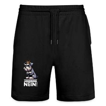 Before you ask No Schnauzer Giant Schnauzer - Stanley/Stella Trainer Unisex Organic Jogging Shorts - black - Front - Nik (191cm) & Marisol (170cm)