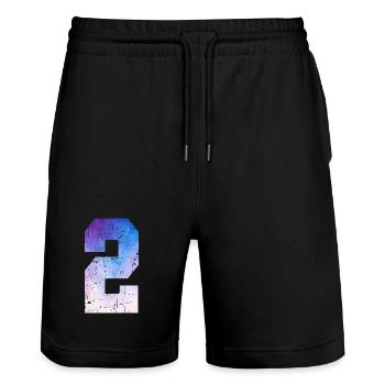 Issue 2 – 2 Year Anniversary Gift - Stanley/Stella Trainer Unisex Organic Jogging Shorts - black - Front - Nik (191cm) & Marisol (170cm)