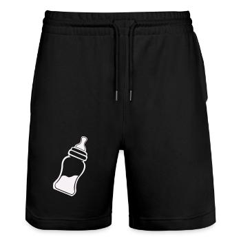Art en ligne minimaliste de biberon - Short de jogging bio TRAINER Stanley/Stella unisexe - noir - Devant - Nik (191cm) & Marisol (170cm)