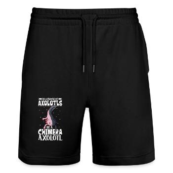 Be a Chimera Axolotl - Stanley/Stella Trainer Unisex Organic Jogging Shorts - black - Front - Nik (191cm) & Marisol (170cm)