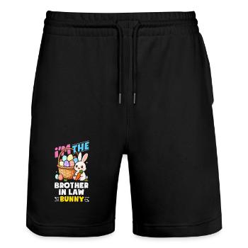 Frohe Ostern Süßer Osterhase Eiersuche Ostereier - Stanley/Stella Unisex Bio Joggingshorts Trainer  - Schwarz - Vorne - Nik (191cm) & Marisol (170cm)