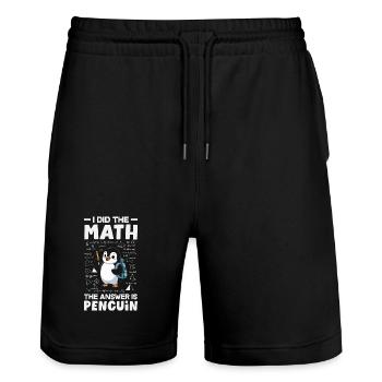Cute Penguin - Gift for Penguin Lover - Stanley/Stella Trainer Unisex Organic Jogging Shorts - black - Front - Nik (191cm) & Marisol (170cm)
