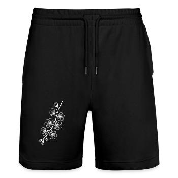 Sakura Linienkunst auf Schwarz - Stanley/Stella Unisex Bio Joggingshorts Trainer  - Schwarz - Vorne - Nik (191cm) & Marisol (170cm)