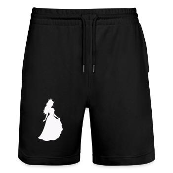 Königliche Prinzessin Silhouette - Stanley/Stella Unisex Bio Joggingshorts Trainer  - Schwarz - Vorne - Nik (191cm) & Marisol (170cm)