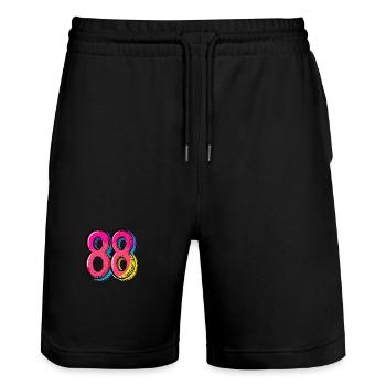 88 Zahl Comic - Stanley/Stella Unisex Bio Joggingshorts Trainer  - Schwarz - Vorne - Nik (191cm) & Marisol (170cm)