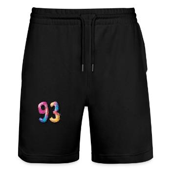 93 Number Comic - Stanley/Stella Trainer Unisex Organic Jogging Shorts - black - Front - Nik (191cm) & Marisol (170cm)