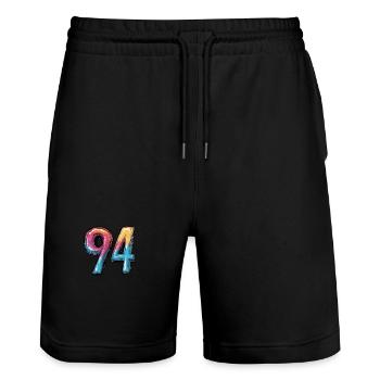 94 Number Comic - Stanley/Stella Trainer Unisex Organic Jogging Shorts - black - Front - Nik (191cm) & Marisol (170cm)
