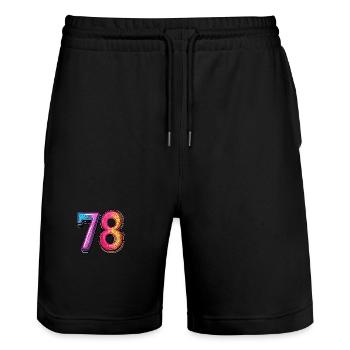 78 Number Comic - Stanley/Stella Trainer Unisex Organic Jogging Shorts - black - Front - Nik (191cm) & Marisol (170cm)