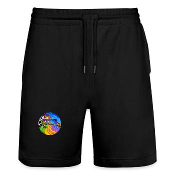 Farbenfrohe Giraffe - Stanley/Stella Unisex Bio Joggingshorts Trainer  - Schwarz - Vorne - Nik (191cm) & Marisol (170cm)