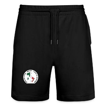 Italy - Dolce Vita, Sole, Vino e Amore - Stanley/Stella Trainer Unisex Organic Jogging Shorts - black - Front - Nik (191cm) & Marisol (170cm)