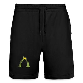 Bibelfreizeitheim Gemünden Taunus (Neues Logo) - Stanley/Stella Unisex Bio Joggingshorts Trainer  - Schwarz - Vorne - Nik (191cm) & Marisol (170cm)