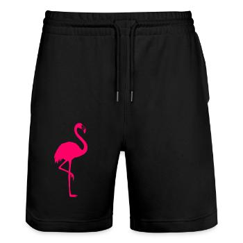 Pink Flamingo - Stanley/Stella Trainer Unisex Organic Jogging Shorts - black - Front - Nik (191cm) & Marisol (170cm)
