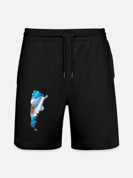 Argentina flag in Argentina map - Stanley/Stella Trainer Unisex Organic Jogging Shorts - black