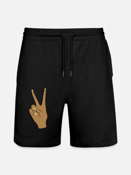 Dunkel Victory Handzeichen Peace - Stanley/Stella Unisex Bio Joggingshorts Trainer - Schwarz