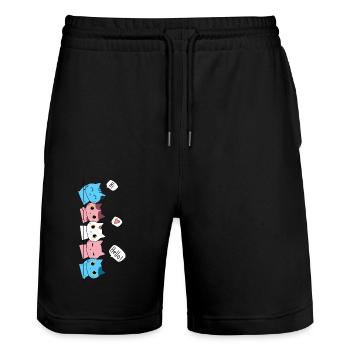 Funny LGBT Cat Stack Rainbow Gay Pride Gift - Stanley/Stella Trainer Unisex Organic Jogging Shorts - black - Front - Nik (191cm) & Marisol (170cm)