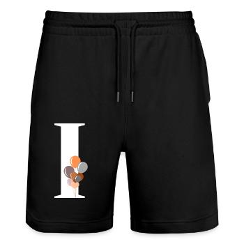 Buchstabe i Geburtstagsballon - Stanley/Stella Unisex Bio Joggingshorts Trainer  - Schwarz - Vorne - Nik (191cm) & Marisol (170cm)