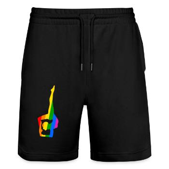 Farbenfrohes Yoga in flexibler Pose - Stanley/Stella Unisex Bio Joggingshorts Trainer  - Schwarz - Vorne - Nik (191cm) & Marisol (170cm)