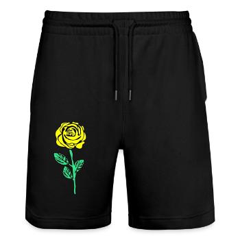 Rose jaune - Short de jogging bio TRAINER Stanley/Stella unisexe - noir - Devant - Nik (191cm) & Marisol (170cm)
