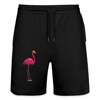 Flamingo colors - Stanley/Stella Unisex Bio Joggingshorts Trainer  - Schwarz - Vorne - Nik (191cm) & Marisol (170cm)