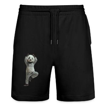 Panda - Stanley/Stella Unisex Bio Joggingshorts Trainer  - Schwarz - Vorne - Nik (191cm) & Marisol (170cm)