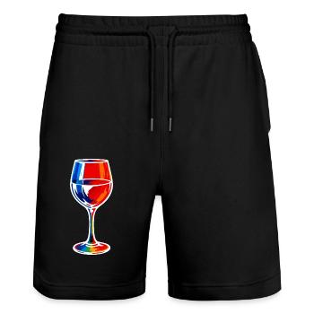 Colorful Wine Glass - Stanley/Stella Trainer Unisex Organic Jogging Shorts - black - Front - Nik (191cm) & Marisol (170cm)