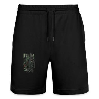 Geometric Camo Grid - Stanley/Stella Trainer Unisex Organic Jogging Shorts - black - Front - Nik (191cm) & Marisol (170cm)